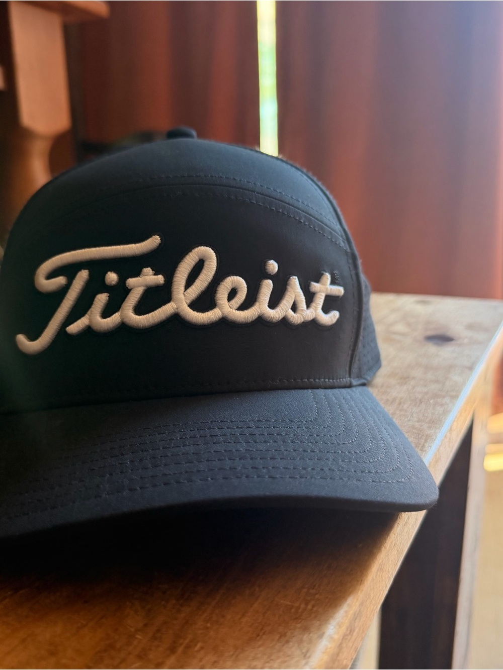 Titleist Black Cap with Raised White Script Logo